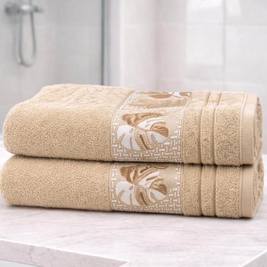 Kit 2 Toalha Banho 100% Algodão Maciez Premium 70x135cm Design Luxo Botanic