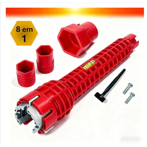 Chave Hidráulica Multifuncional Vermelho - Design Antiderrapante, Universal e Versátil