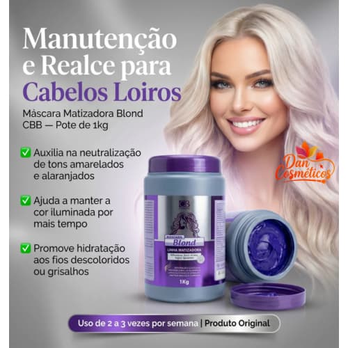 Matizador Máscara Blond CBB 1kg Para Cabelos Loiros Grisalhos E Platinados