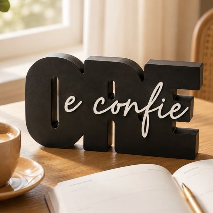 Letreiro Decorativo Moderno Minimalista Ore e Confie Presente Inspiração