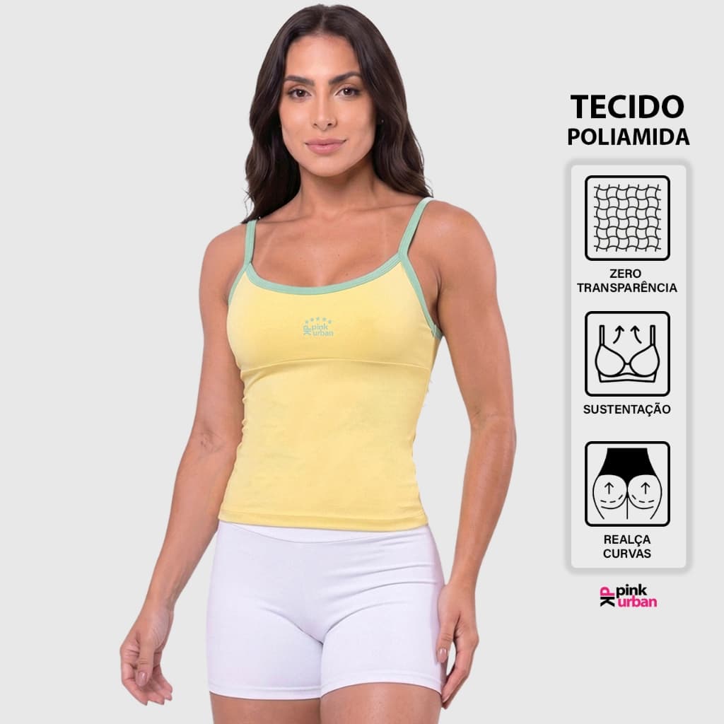Regata Alça Fina Fitness Brasil Blusa Feminino Poliamida Camiseta Copa do Mundo Seleção Brasileira