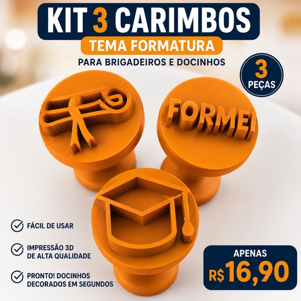 Kit Carimbos Formatura para Docinhos e Brigadeiros 5 Unidades