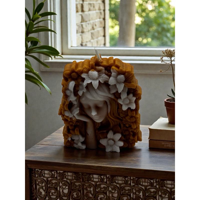 Vela Decorativa Artesanal Mulher Floral | Vela Escultura Feminina Aromática para Decoração