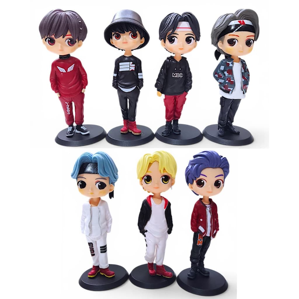 Kit 7 Bonecos Kpop BTS Estilo Q Posket Colecionável Decoração