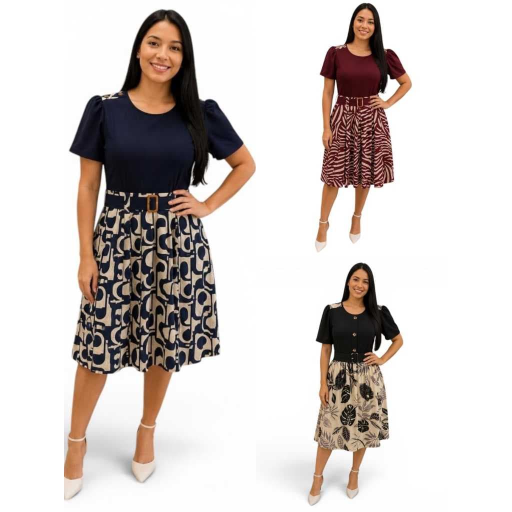 Vestido Feminino Com Cinto Moda Evangelica Exercutiva