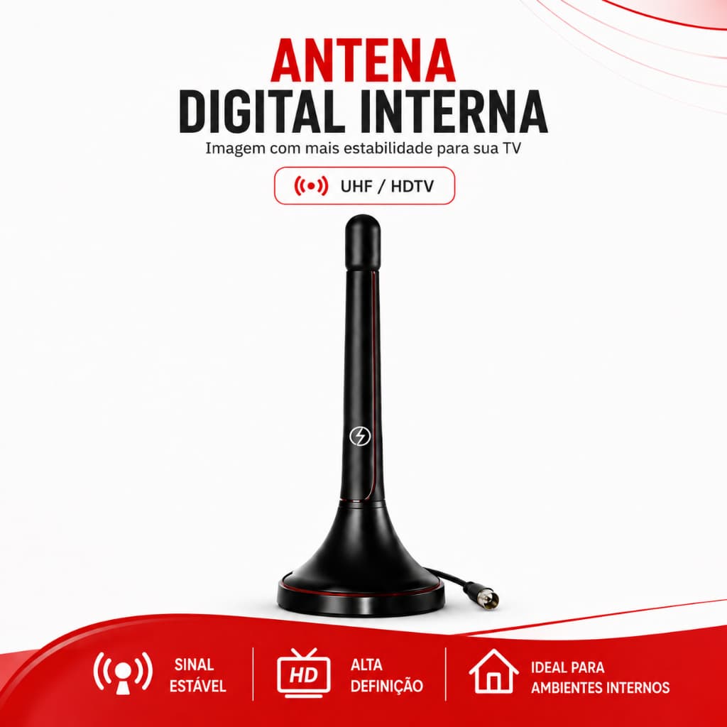 Antena Amplificada Interna Digital 3 Metros HDTV/UHF