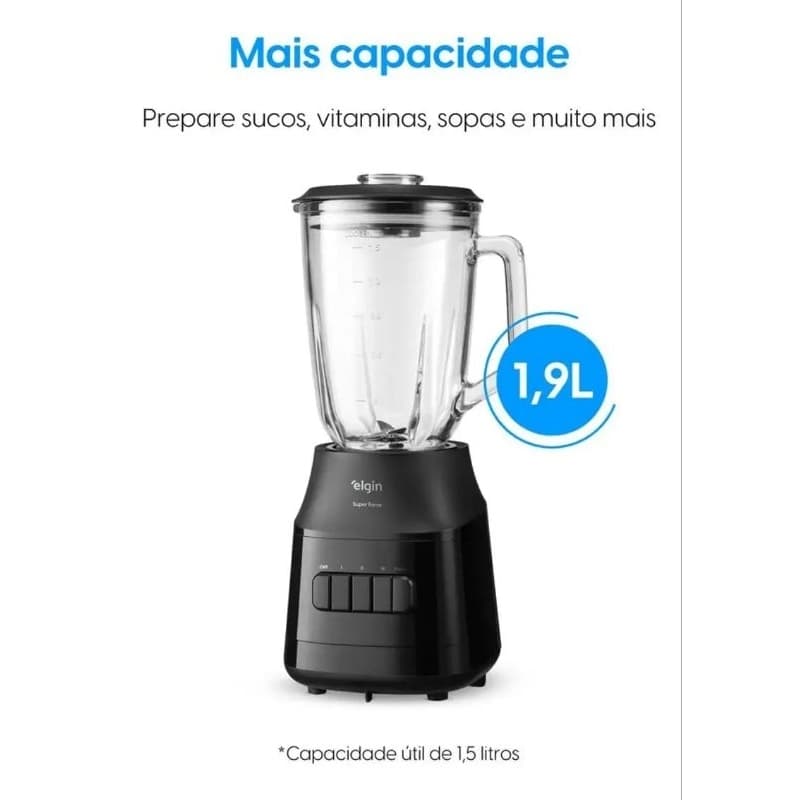 Liquidificador Super Force 127V 1,9L 900W Jarra de Vidro