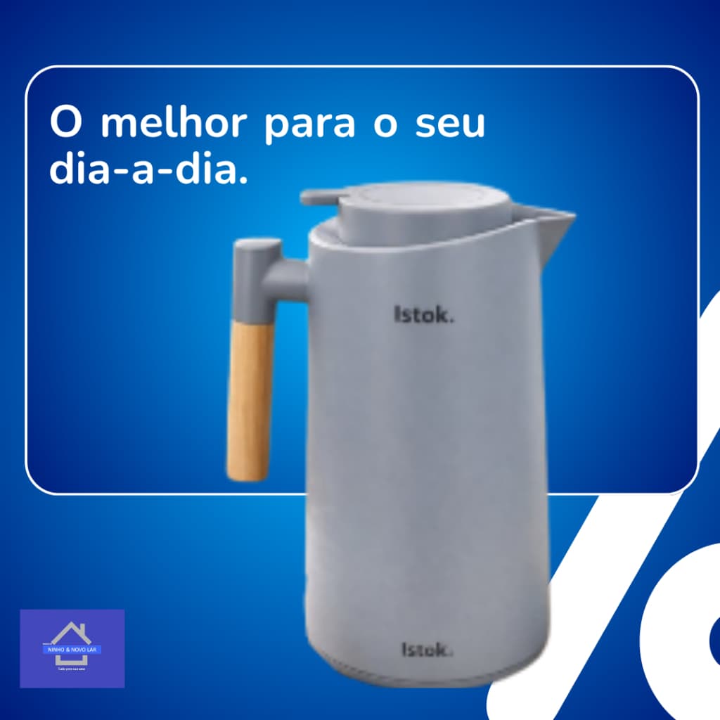 Garrafa Térmica 1L Cabo Madeira Café Chá Bebidas Quentes e Frias Design Elegante