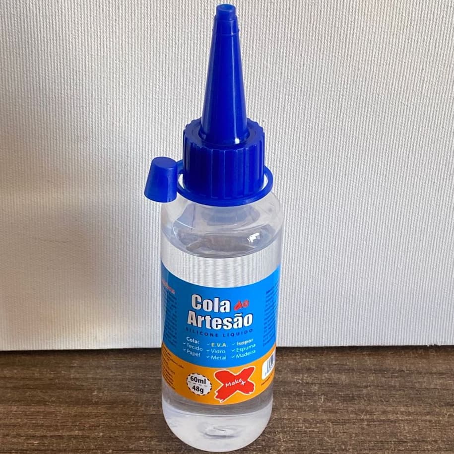 Cola Silicone Líquida 60ml Transparente Secagem Rápida para Artesanato Make+ para EVA, Tecido, Papel
