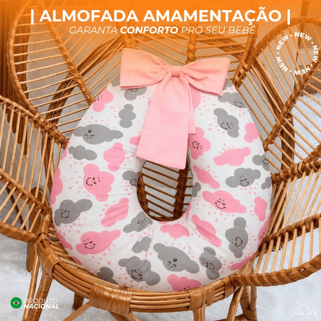 ALMOFADA AMAMENTAÇÃO | GRANDE ESTAMPADA | ALGODÃO | COM LAÇO E ZÍPER