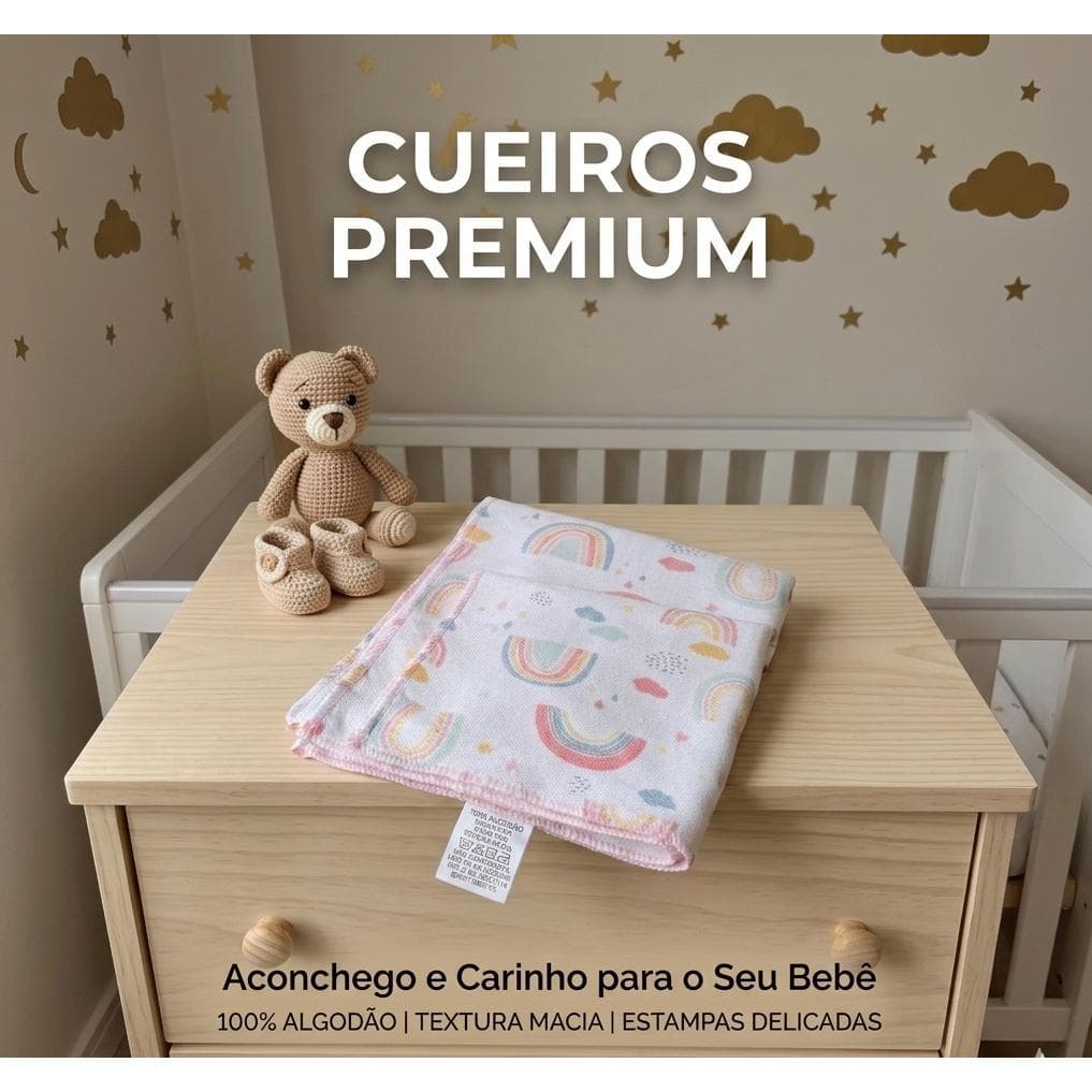 ​Cueiro Bebê Manta 100% Algodão Premium Macio Para Seu Enxoval 70x80 cm