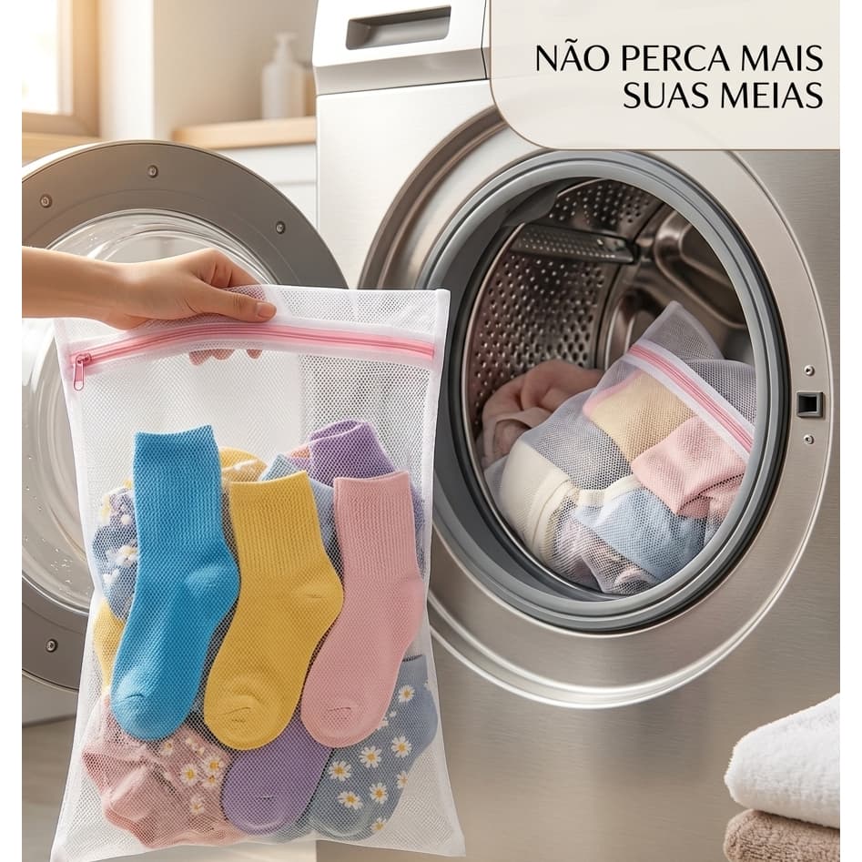 Saco Para Lavar Roupas na Máquina de Lavar - Protetor p/ Peças Delicadas com Zíper