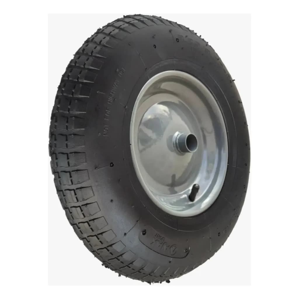 Roda Carrinho De Mão Aço Completa Pneu Câmara 3.25/8 Preto - Preto