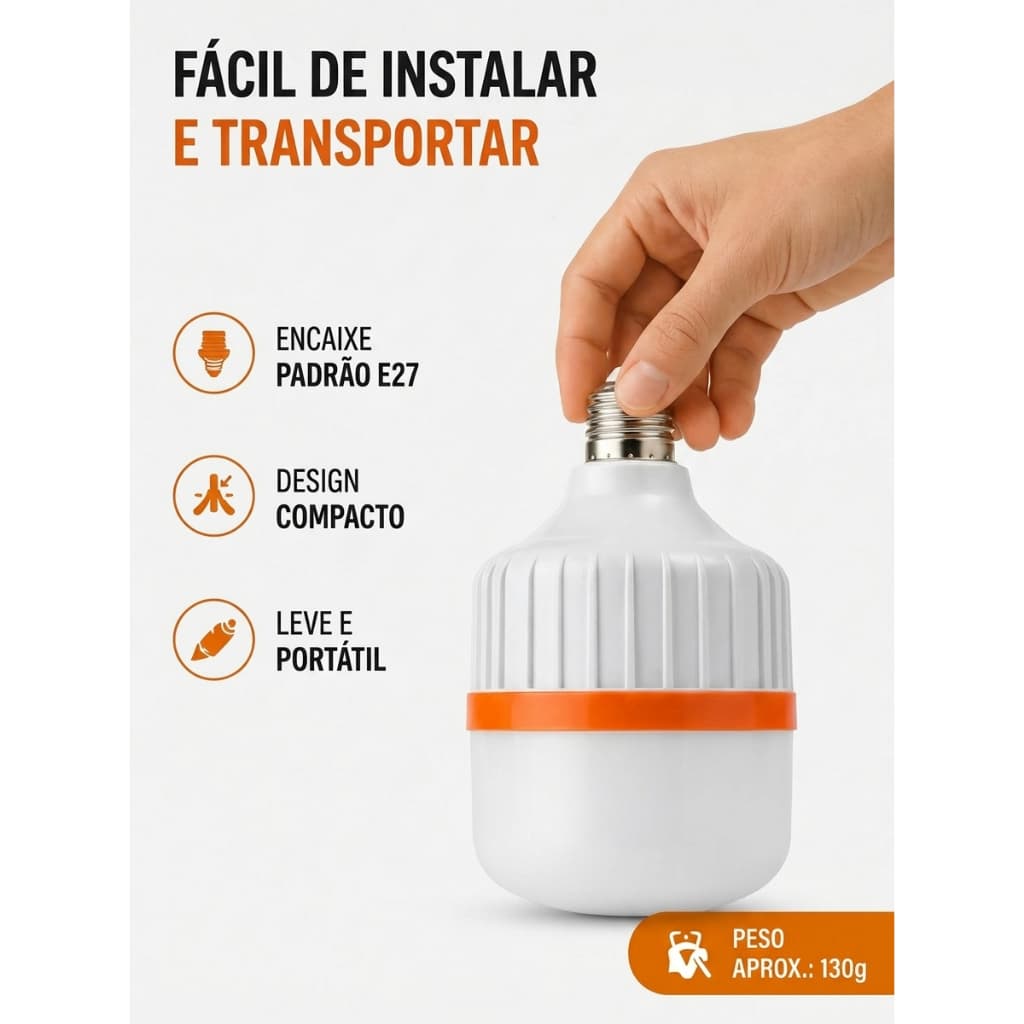 âmpada LED Recarregável E27 Emergência Portátil Prática COD XK-DC3841