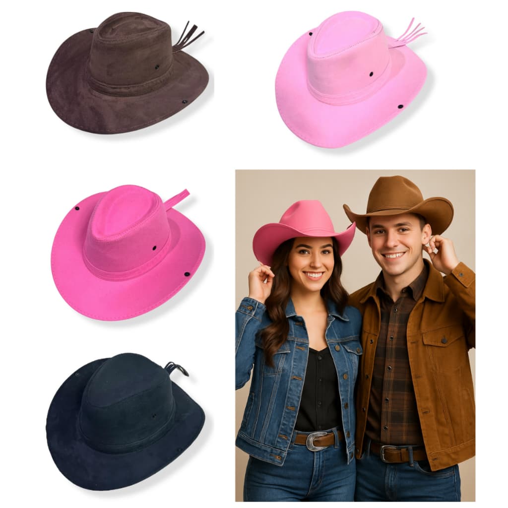 Chapéu Cowboy Adulto Festa Junina Camurça Ana Castela Country Diversas Cores Rodeio Casal Boiadeiro