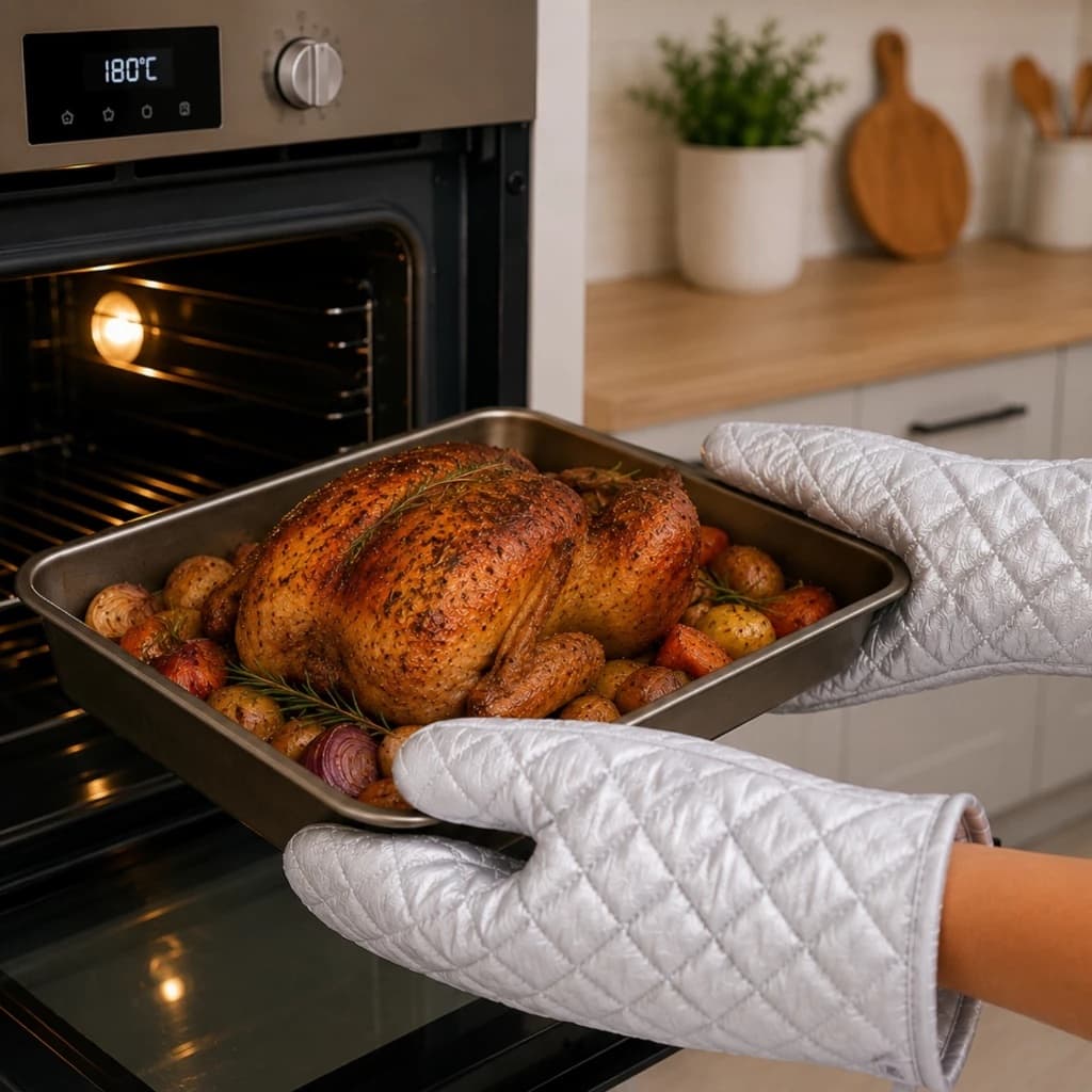 Luvas Culinária Metalizada Térmica Forno Quente Fogão Cozinha