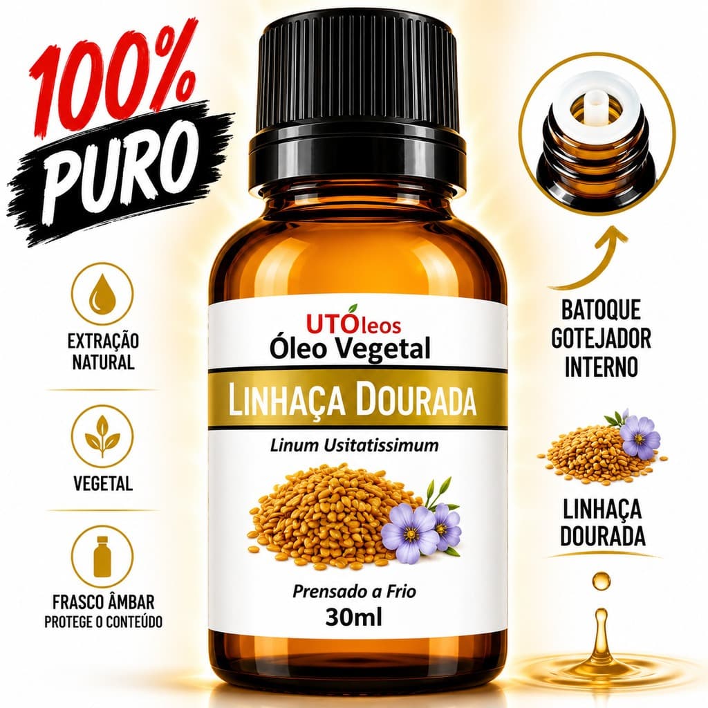 Óleo Vegetal De Linhaça Dourada 100% Puro 30ml