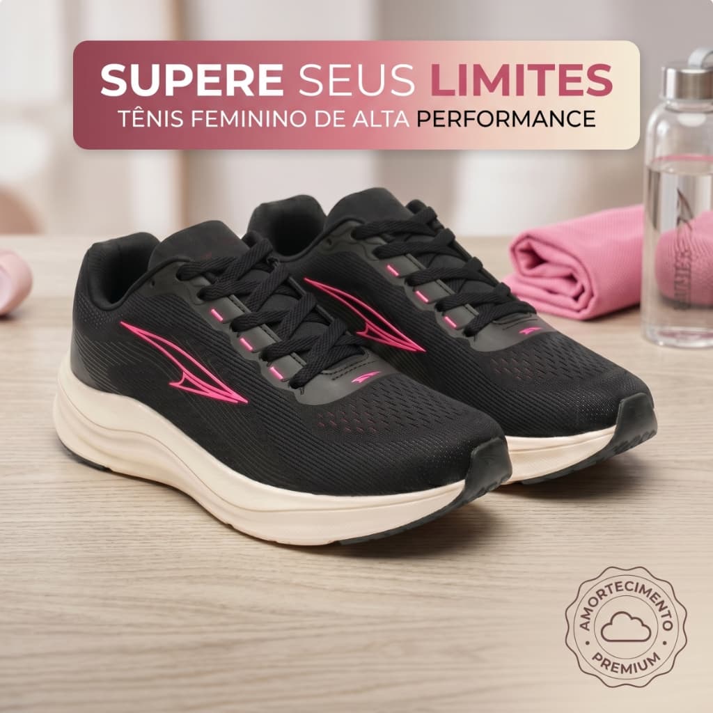 Tênis Esportivo Feminino Confortável Solado Eva Academia Treino Caminhada Leveza
