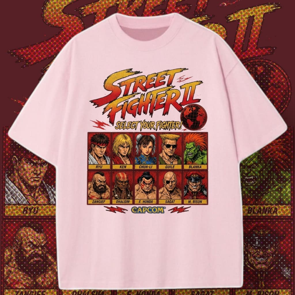 Camiseta Unissex Jogo Street Fighters Nostalgia Filme Personagens Algodão