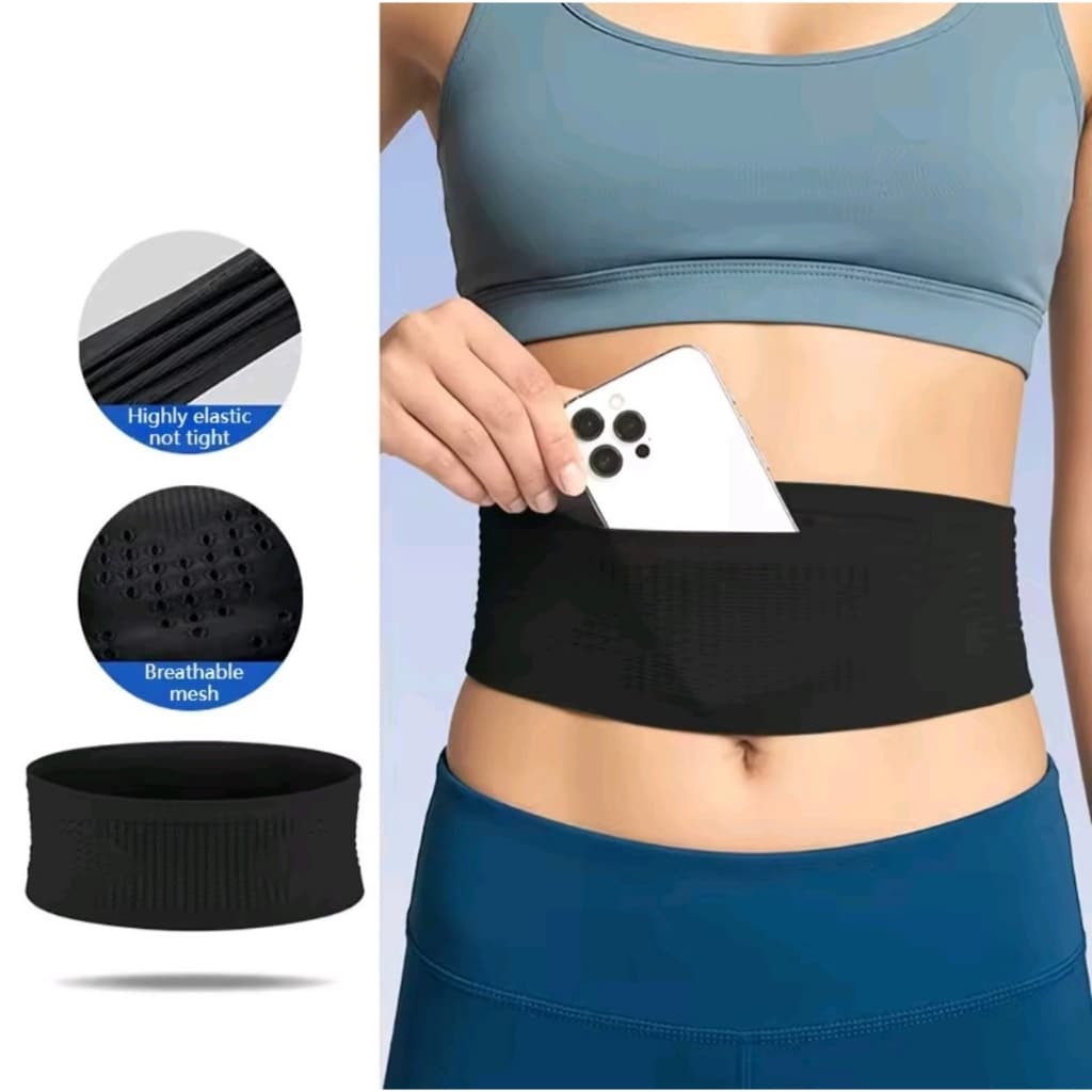 Cinto de Corrida 4 Bolsos Mesh Respirável, Compartimento para Garrafa, Não Sobe Não Desce – Unissex - 8654