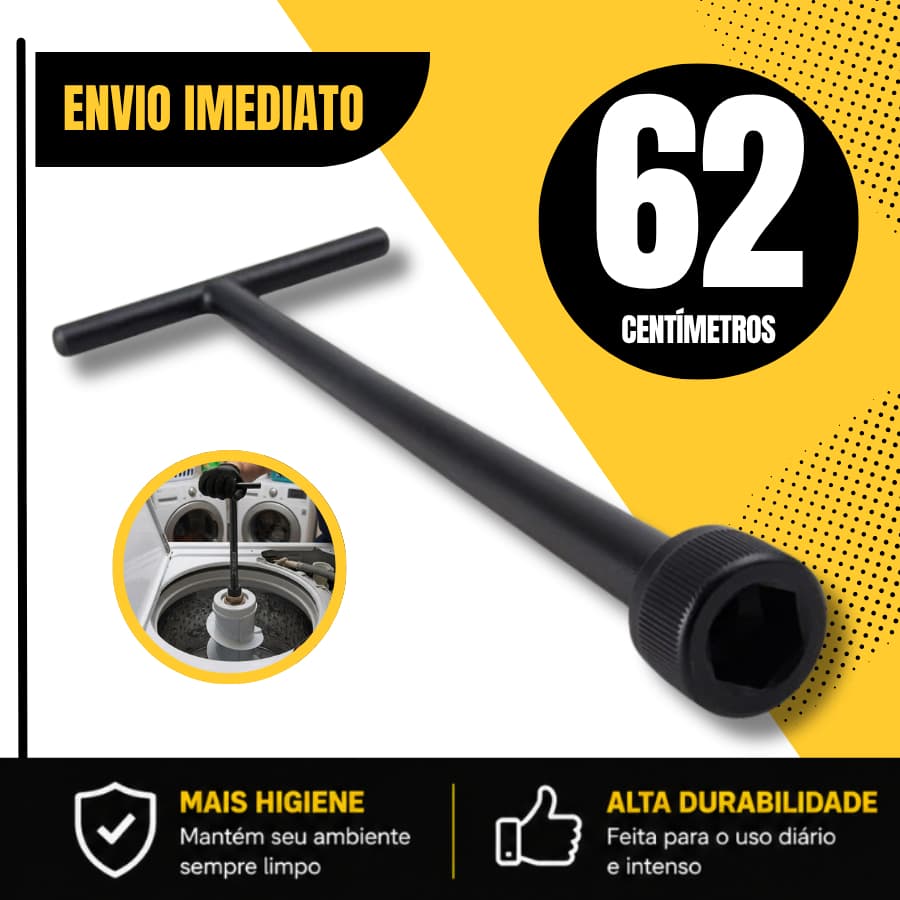 Chave T 10mm Longa 62cm de Máquina de Lavar Roupa Retirar Abrir Agitador Marcas Modelo Universal
