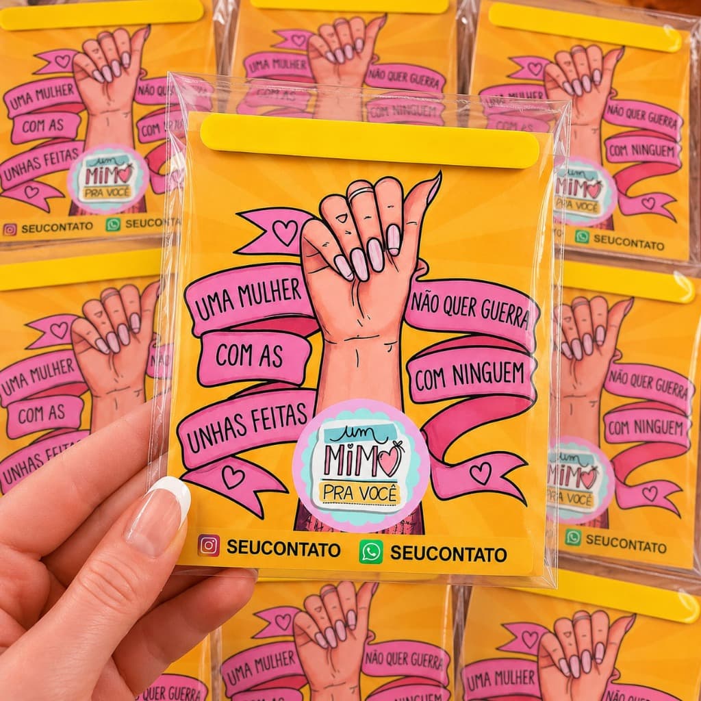 Mini Lixa rosa Com Cartão Mimos Lembrancinhas P/ Cliente Mimo mini lixa personalizado com sua marca
