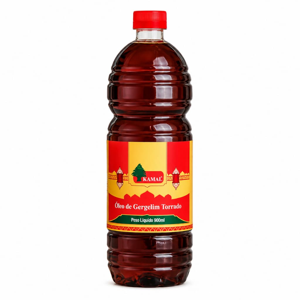 Óleo de Gergelim Torrado 900ml Kamal Original Culinária Japonesa Chinesa Coreana