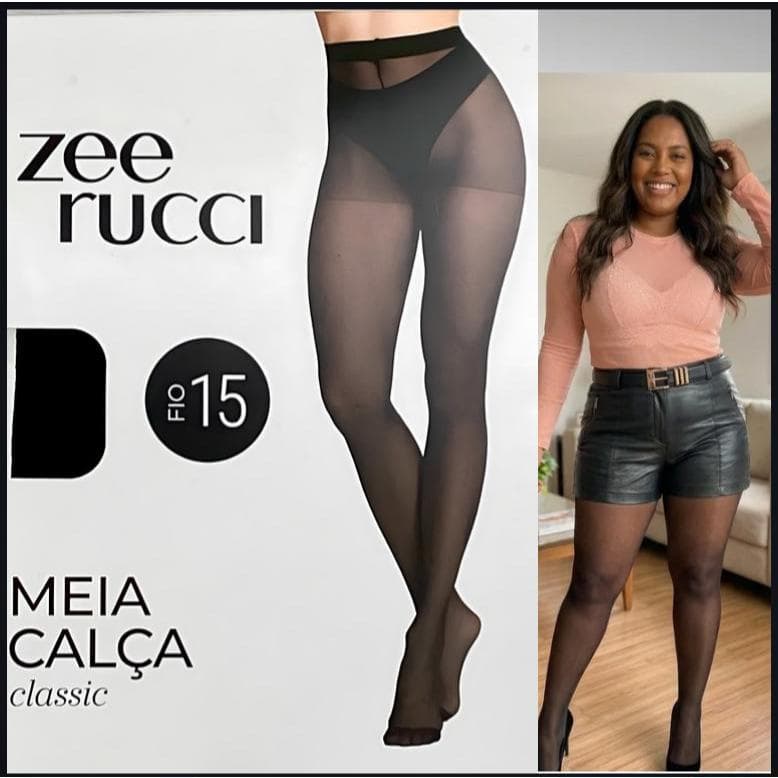 Meia Calças Feminina Zee Rucci Fina Fio 15 Transparente  efeito maquiagem resistente inverno