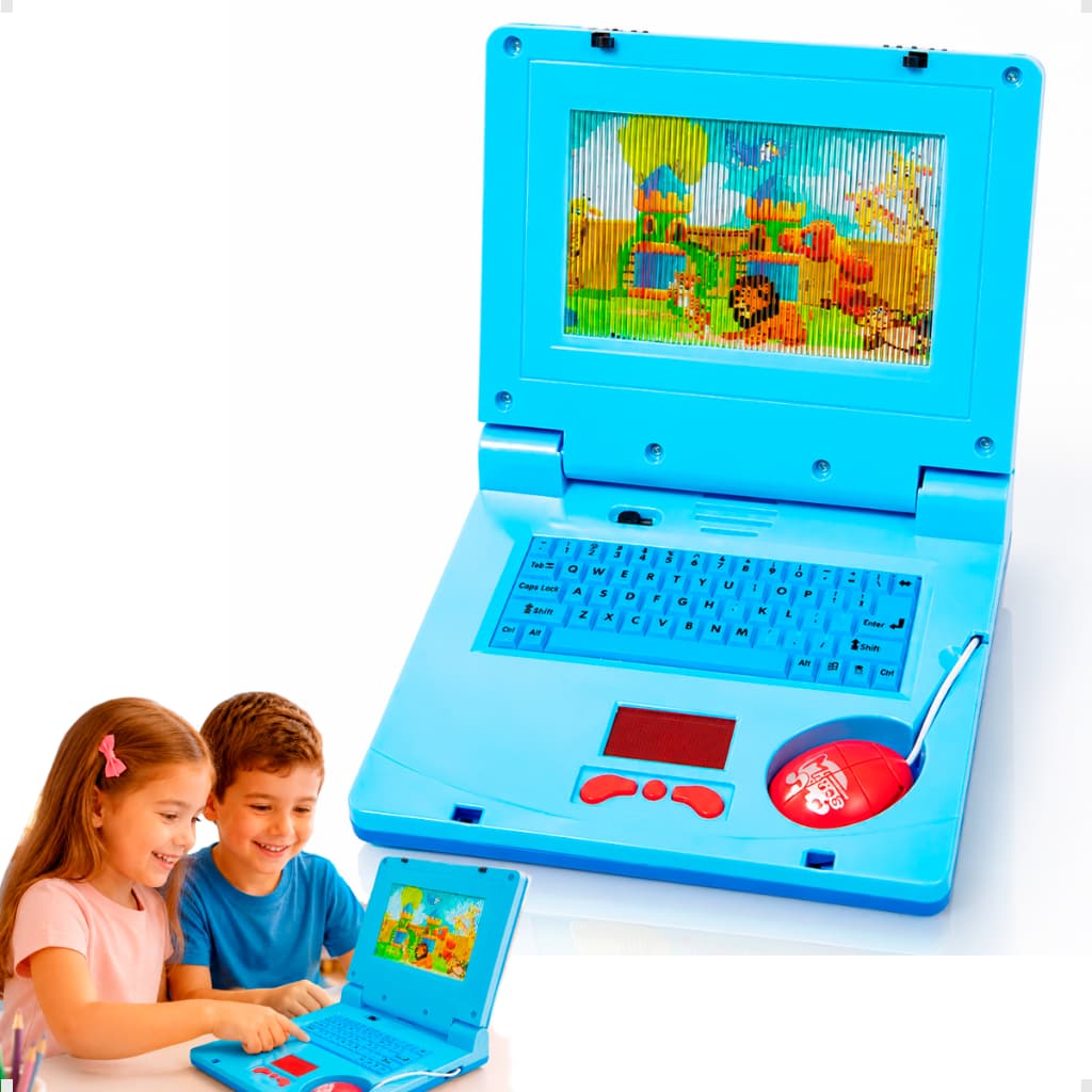 Notebook + Mouse De Brinquedo Laptop Infantil Musical Com Luz Educativo Didático