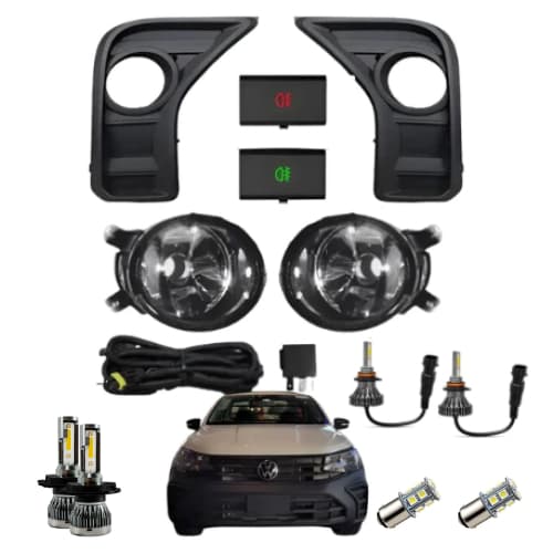 Kit Completo Farol Milha + Led 6000k HB4 LED Farol Principal H4 Saveiro TrendLine Robust Cd Cs 1.6 2024 2025 2026 2027