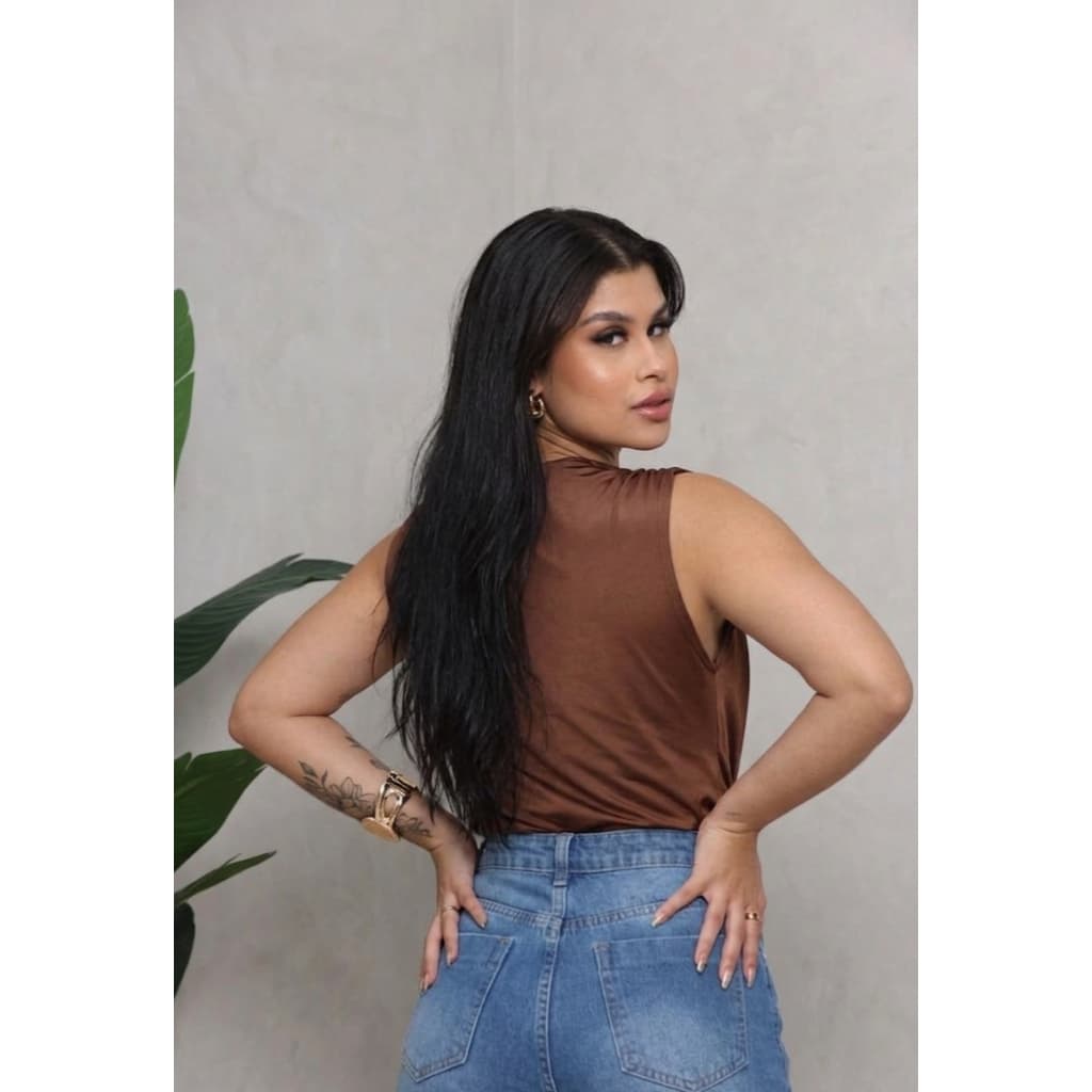 Blusa gola boba feminina, regata decote degagê, blusa sem mangas elegante, moda feminina