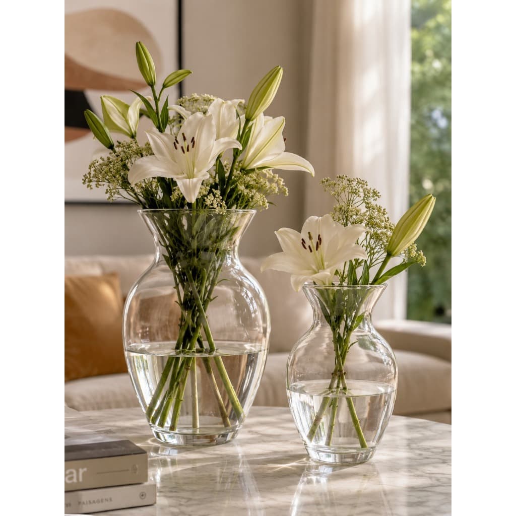 Vaso de Vidro Transparente Flores Arranjo Decoração Flor Planta Decorativo Silhueta