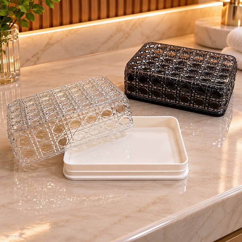 Saboneteira Luxo com Tampa Porta Sabonete Organizador para Banheiro Lavabo Decoração Moderna