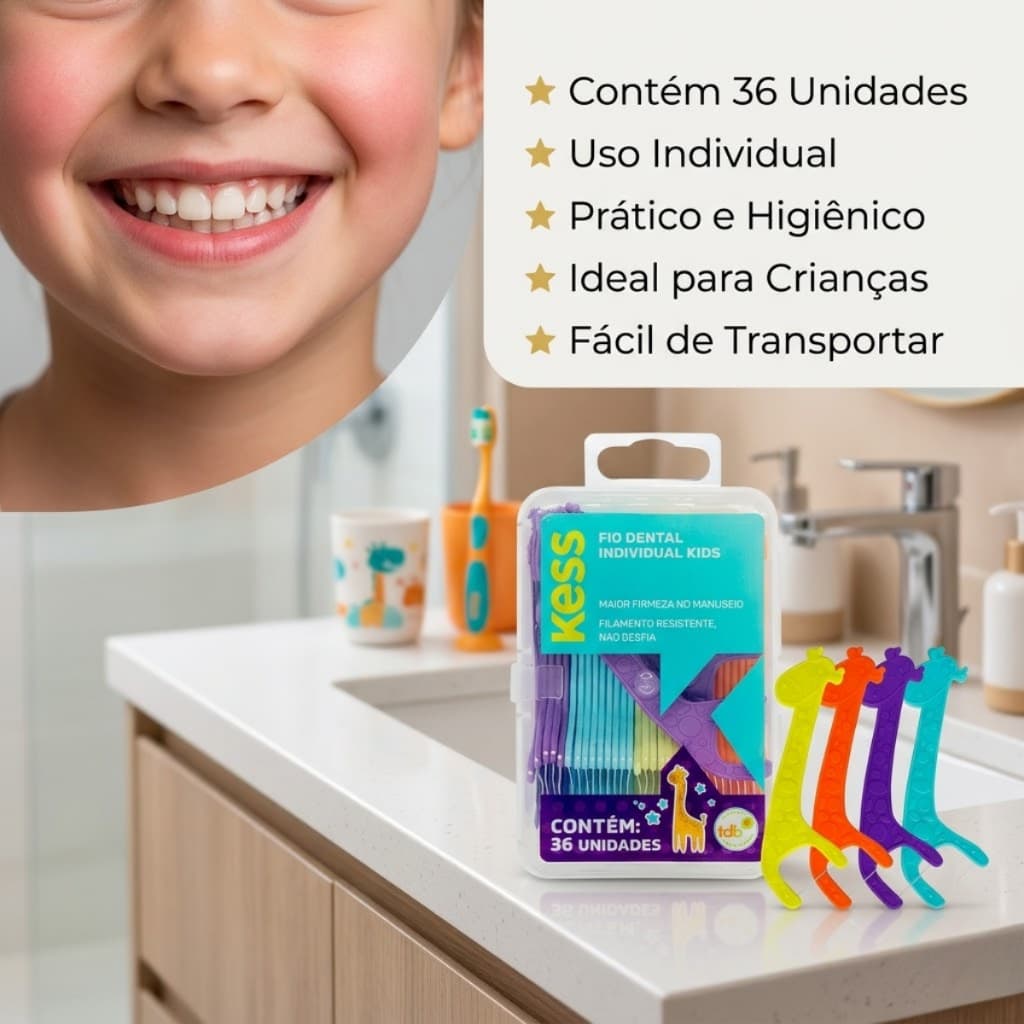 Fio Dental Individual Kids 36 Unidades Infantil Higiene Bucal Prático