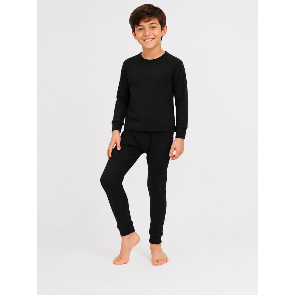 Calça Infantil Térmica Meia Pelucidada Mk Modas Inverno Preto Menino
