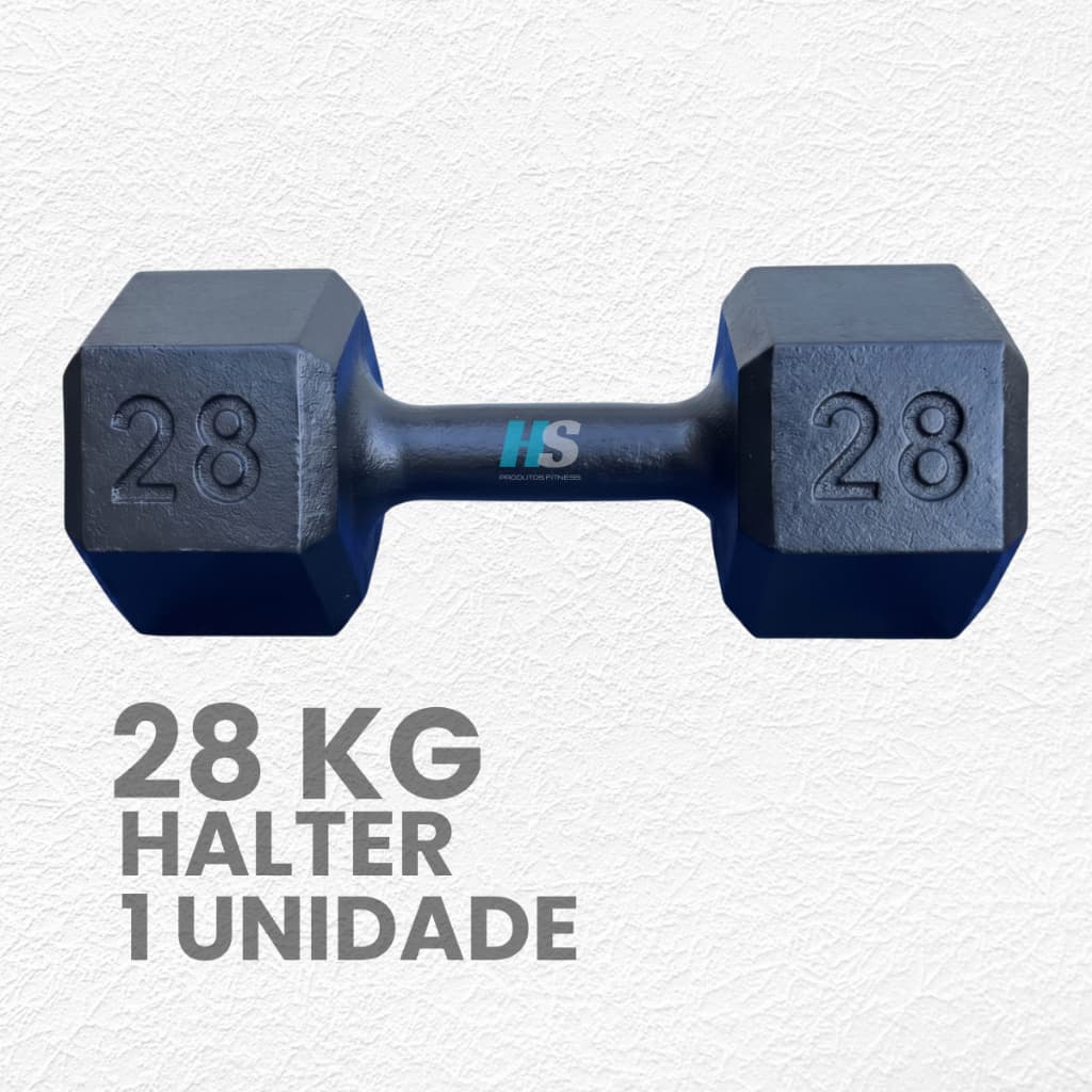 Halter Sextavado Pintado 28kg - Peso de Academia