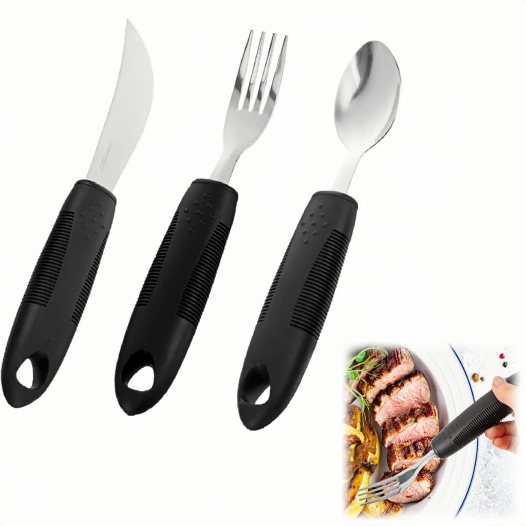 kit 3 Talheres Adaptados Tremor Mobilidade Reduzida Idoso