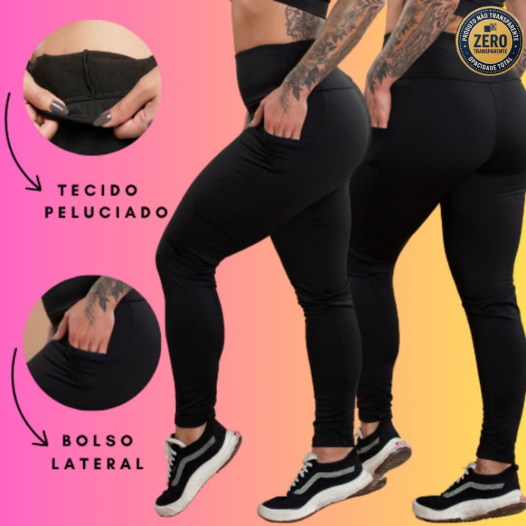 Calça Peluciada Com Bolso Cintura Alta Térmica Flanelada Lisa Inverno Felpuda Academia Moda Treino Casual RIQ Modas