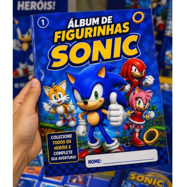 Álbum de Figurinha SONIC Personalizado COM NOME