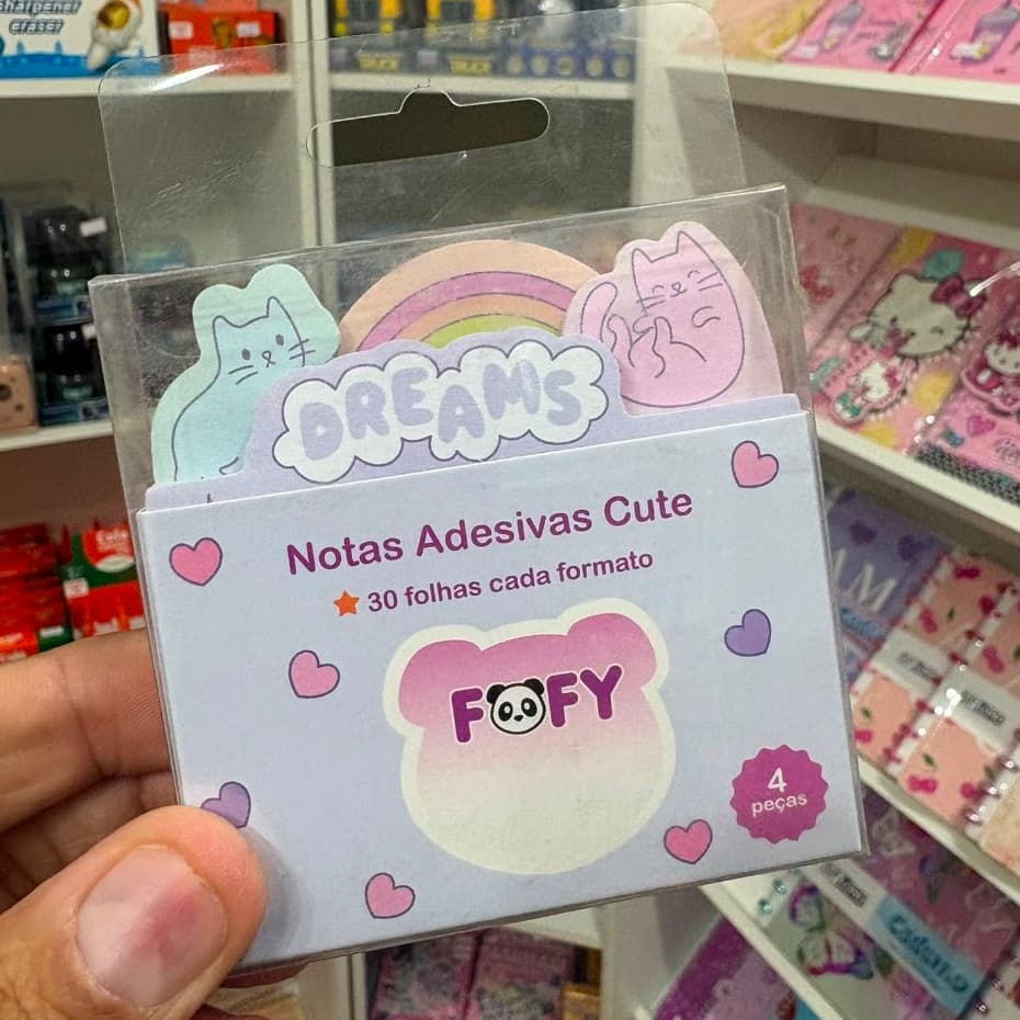 Notas Adesivas Cute de Papel Bloco Fofy Post It Decorativo Kawaii de Gatinho Arco-Íris Bloco Recado