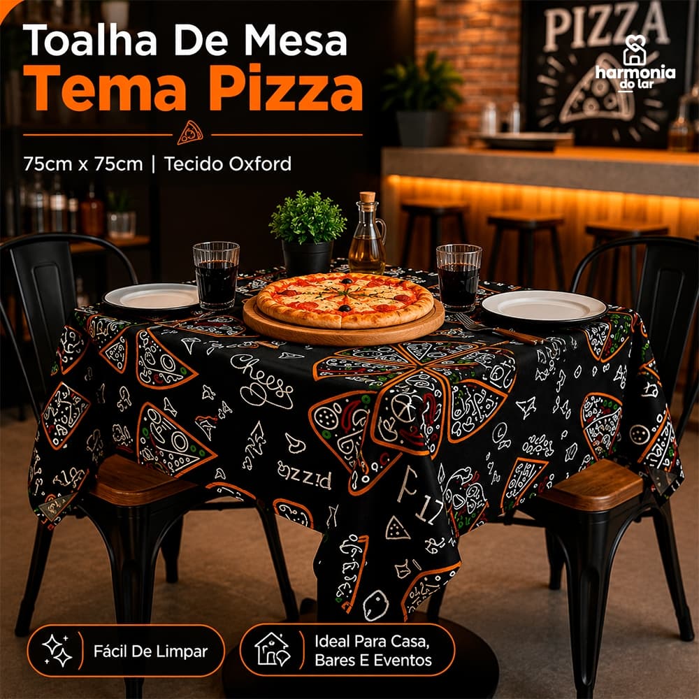 Toalha De Mesa Cobre Mancha 75x75 Decoração Para Pizzaria Bar Oxford Fácil de Limpar 1 Até 4 Unidades