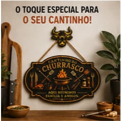 Placa Decorativa Cantinho do Churrasco MDF Premium Área Gourmet Churrasqueira Decoração Parede