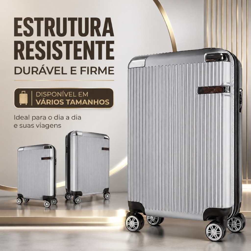 Mala de Bordo Mala Rígida Mala Pequena com Rodas Rosé Estrutura Resistente Vários Tamanhos