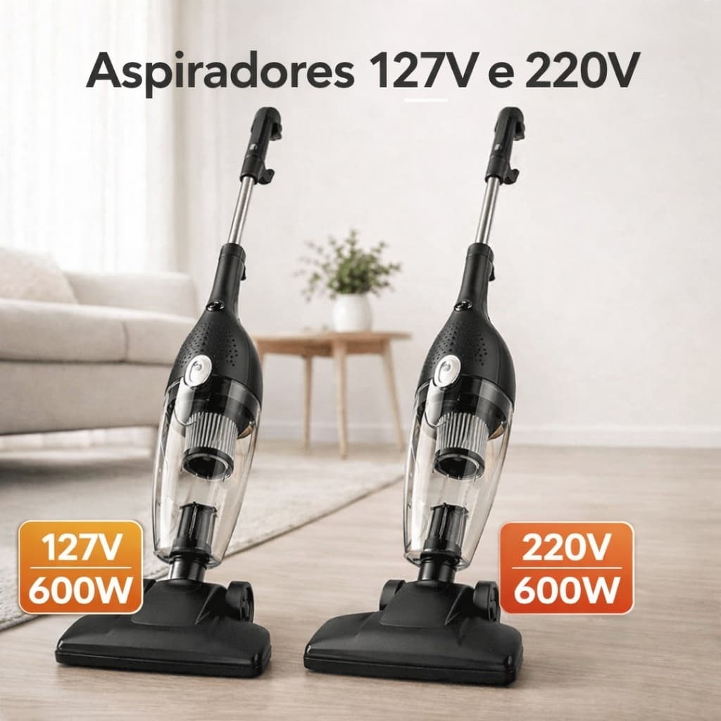 Aspirador De Pó Vertical 2 Em 1 Portátil Potente 600W Fio 110V/220V Casa Apartamento Carro Escritório