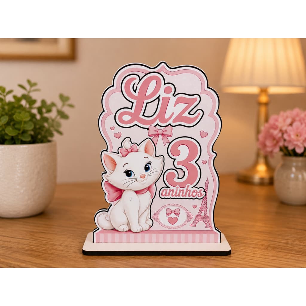 Kit 20 Centro De Mesa Lembrancinha Tema Gatinha Marie Mdf