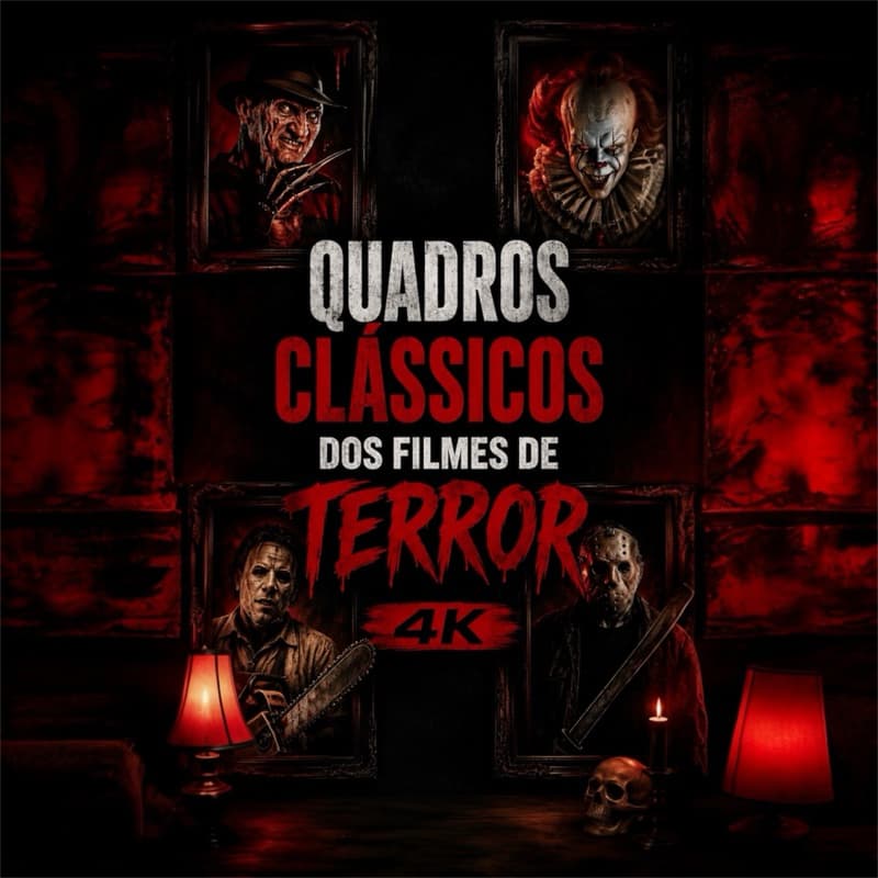 Super kit 12 quadros decorativos placa decorativa para presente decoração classicos dos filmes de cinema do terror.