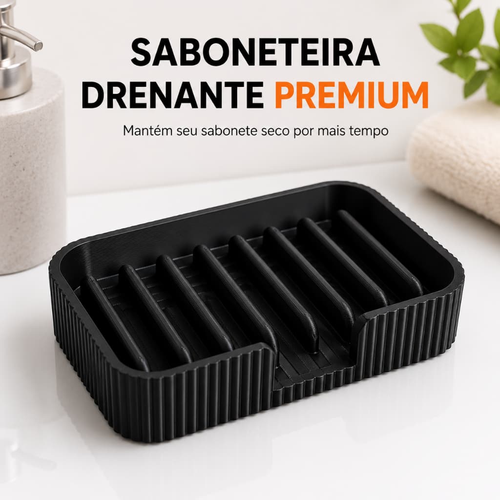 Saboneteira Drenante Premium Porta Sabonete Banheiro Lavabo Cozinha Moderna Organizador Resistente