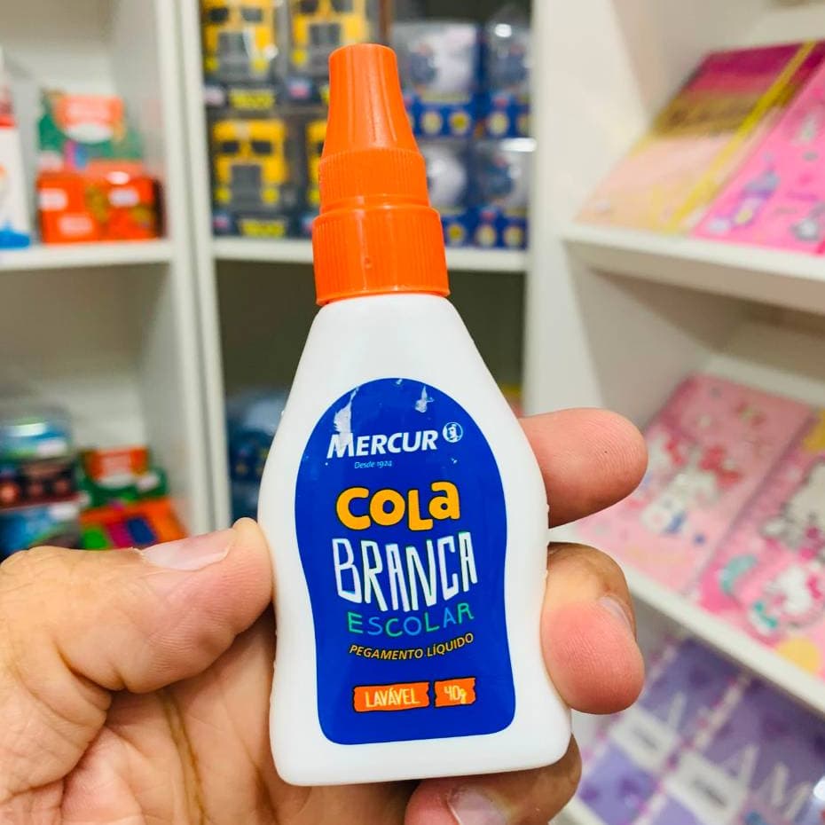 Cola Branca Líquida Escolar Lavável Mercur Adesivo Papel Cartolina Artesanato Escorregar Atacado