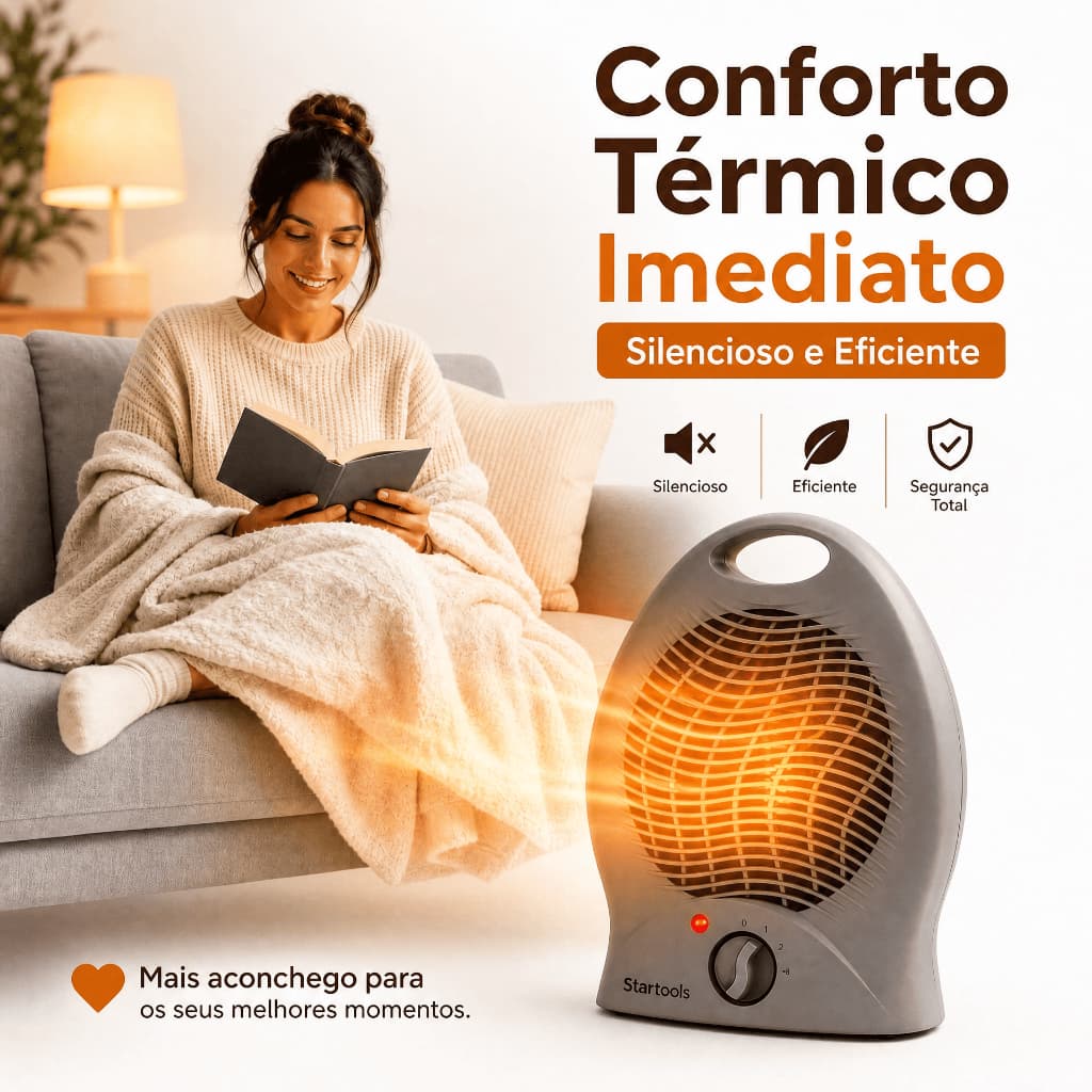 Aquecedor de Ar Elétrico Potência 1000W 127V /2000W 220V Aquecer Ambientes
