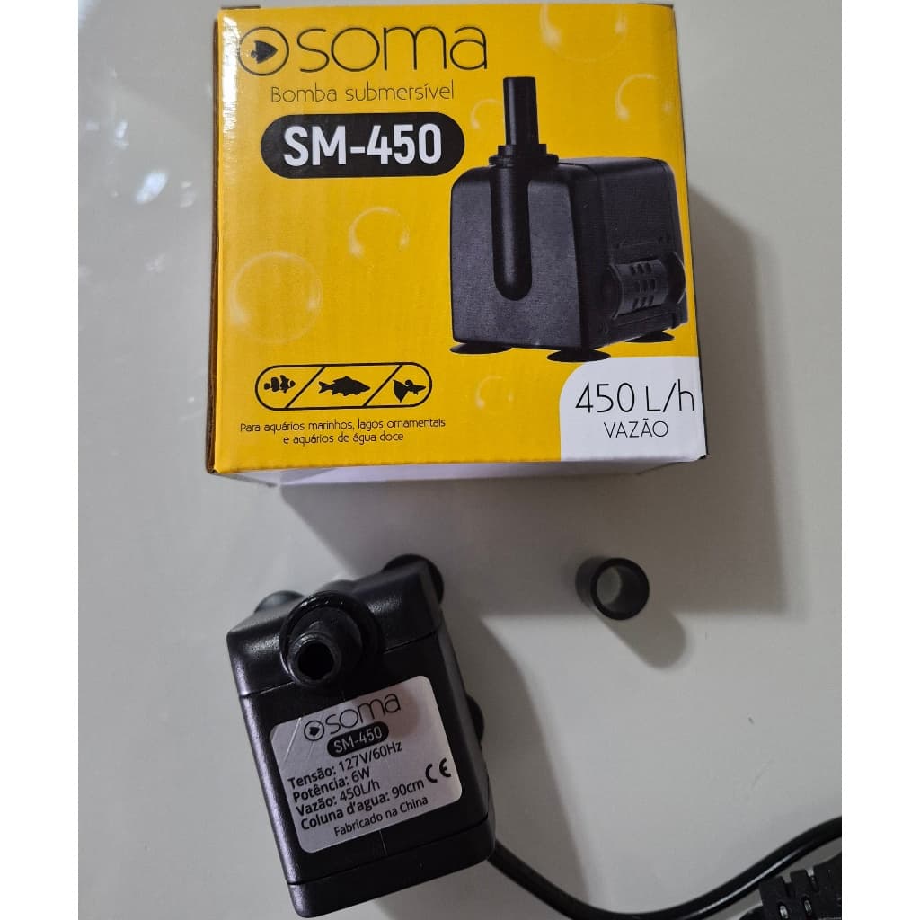 Bomba Submersa 450L/H Soma Aquários SM-450